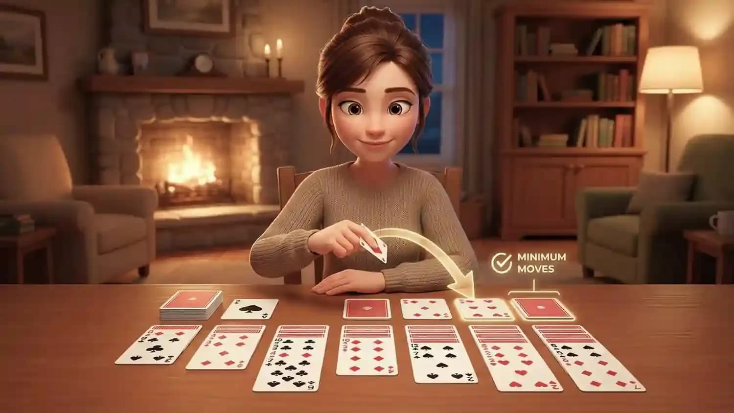 ¿Cuál es el número mínimo de movimientos necesarios para ganar al solitario? Explicación.