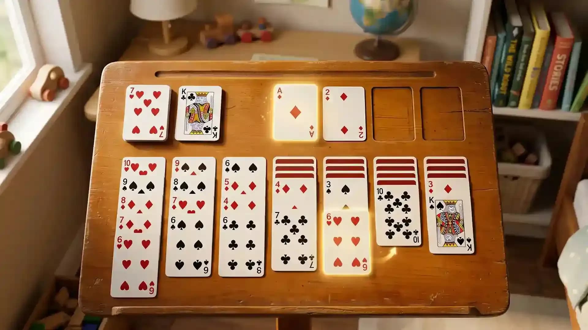 Is solitaire luck or skill example showing card layout and strategic moves