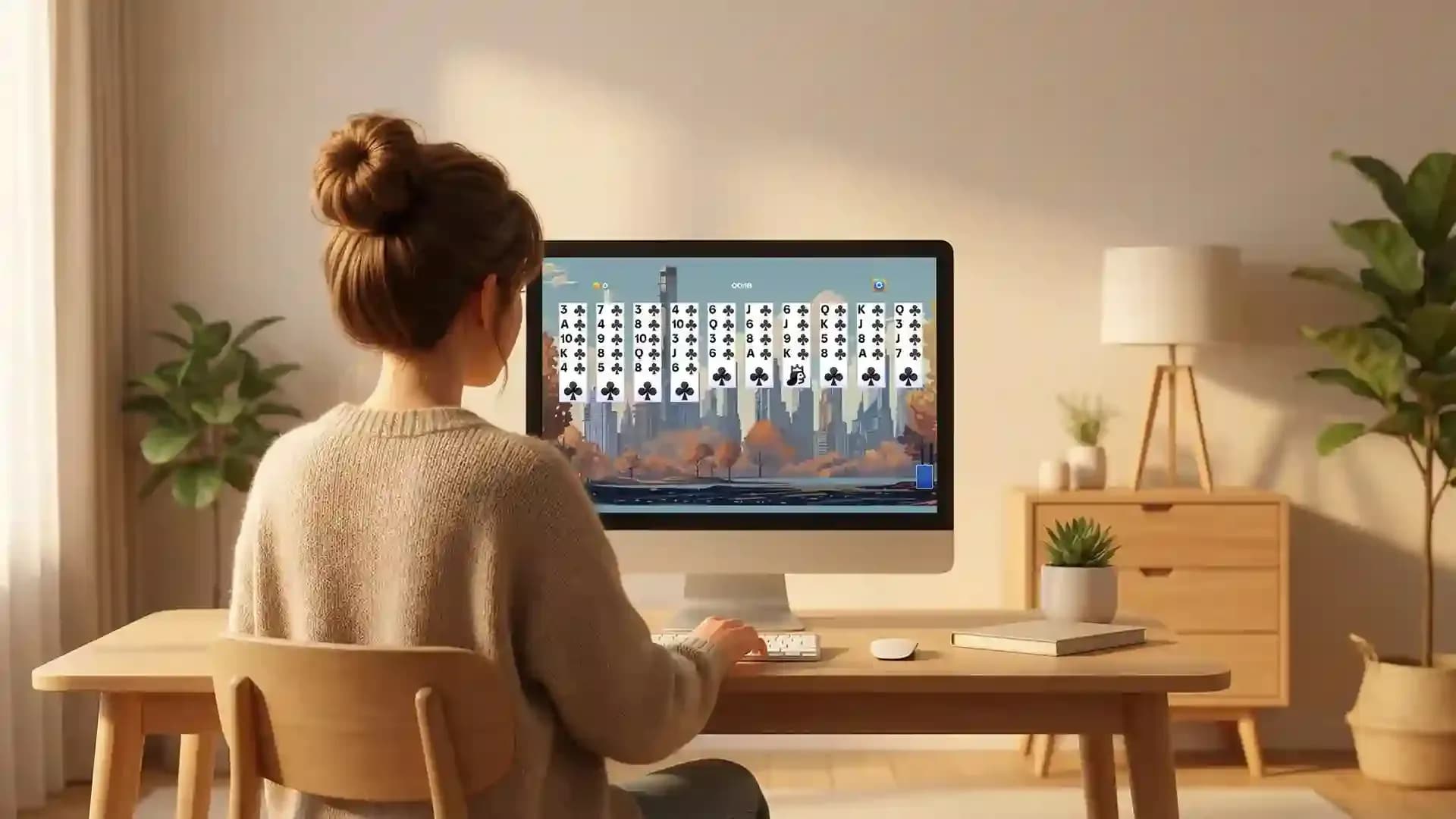 Spider Solitaire game app interface on desktop screen